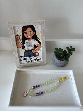 Done by Sophia Yellow & Purple Beaded Charm Keychain with Gold Clip
